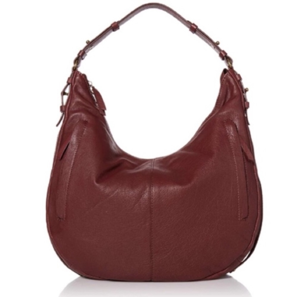 LUCKY BRAND LEATHER HOBO BAG IN SUGAR RED
